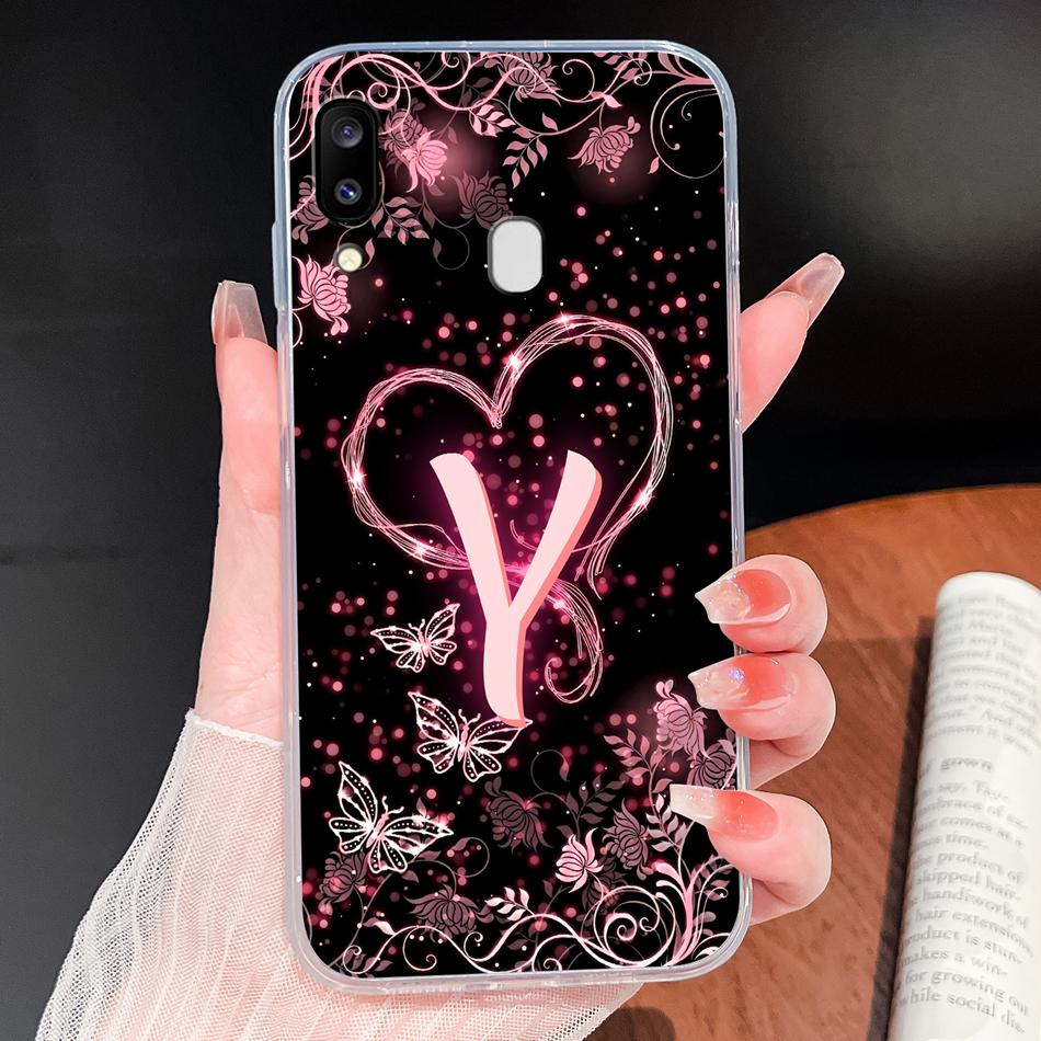 Für Samsung Galaxy A20 A20S A21 A30 A30S Handyhülle Schmetterling Buchstaben Weiches TPU Klare Silikonhülle Für Galaxy A 20 A 30 Gehäuse