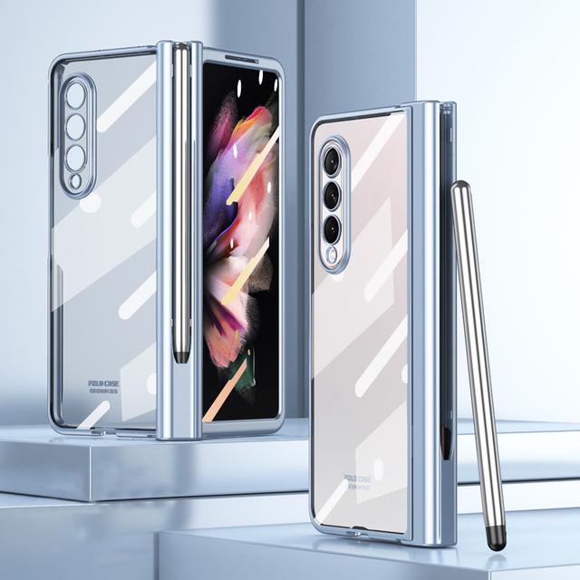

Прозрачный чехол для Samsung Galaxy Z Fold 3 с S Pen, защитой шарниров и передней защитной пленкой из закаленного стекла for Galaxy Z Fold 3 синий