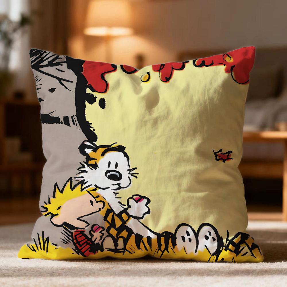 Hot CCalvin and Hobbeses Cushion Cover Soft Washable Pillow Case Multi-Scene for Couch Bed Travel Office Use