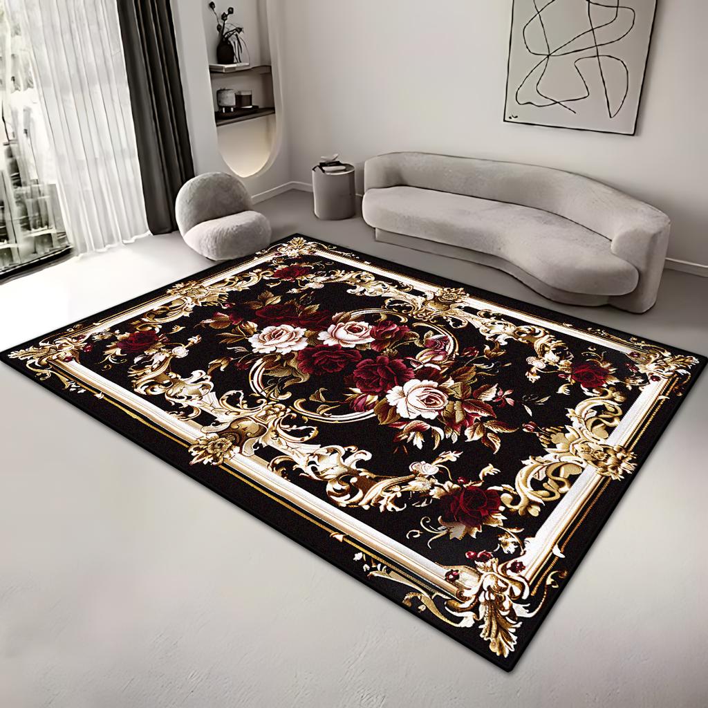 European Style Large Living Room Carpet Decoration Home Retro Flower Rug Washable Parlor Coffee Tables Mat Non-slip Room Tapis