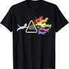 Unisex Funny Prism Rainbow Cat Graphic Tee Physics Science Theme Comfort Casual Short Sleeve Tshirt