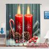 Set Of 2 Modern Curtains Christmas Candles Festive Pinecones Pattern Fabric Insulation Room Curtain With Thermal Polyester