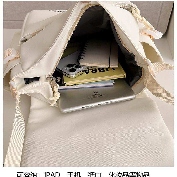 School bag, college style, versatile, simple and large-capacity class, mail carrier bag, student transparent one-shoulder casual oblique span bag