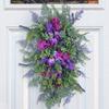 Purple Tulip Wreath with Hydrangea & Hyacinth Artificial Flower Lavender Garland Realistic Spring-Summer Floral Decor for Door Wall Home & Party