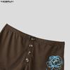 INCERUN Men's Elastic Waist Print Slim Fit Gym Shorts Athletic Workout Short Pants Sleep Bottom