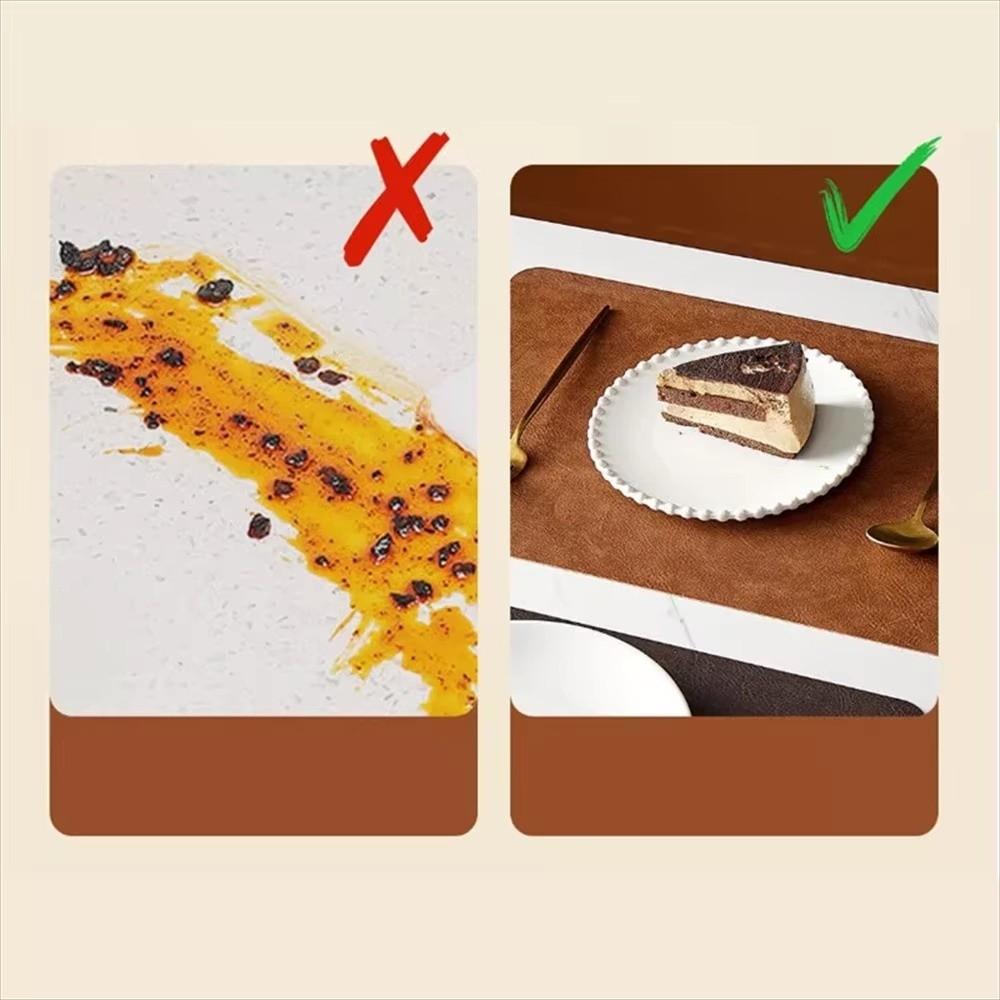 New Washed Square Placemat Double-Sided Wipeable PU Leather Placemats Heat Resistant Kitchen Table Mat Cowhide Pattern Placemat