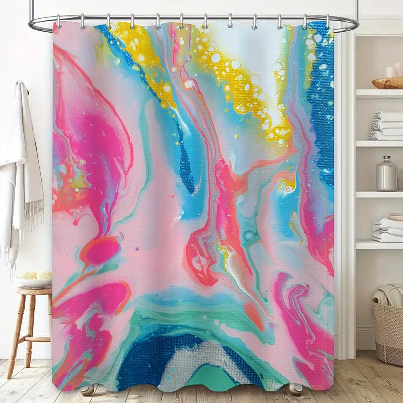 Abstract Paint Splash Shower Curtain Vibrant Colors Fluid Art Design For Bathroom Decor Made With Quality Materials And Waterpro