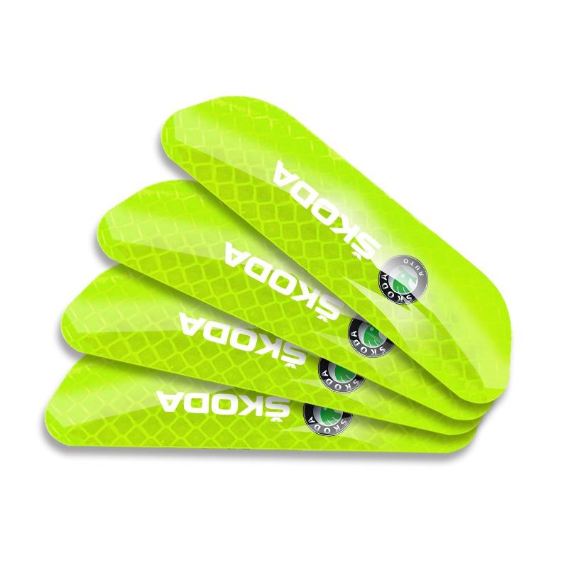 4PCS Car Door Safety Warning Reflective Mark 3D Sticker Car Accessories for Skoda Octavia 1 2 3 A4 A5 MK2 Fabia Kamiq Kapoq Kodiaq Rapid SCALA