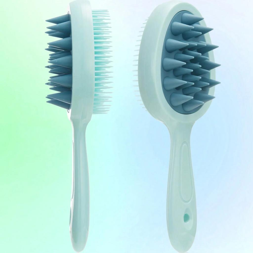 Perie de Păr 2-în-1 pentru Descurcare – Pieptene de Finisare cu Masaj pentru Scalp, Dublă Utilizare, cu Mâner Lung pentru Utilizare Umedă și Uscată, Design cu Dinți Dubli