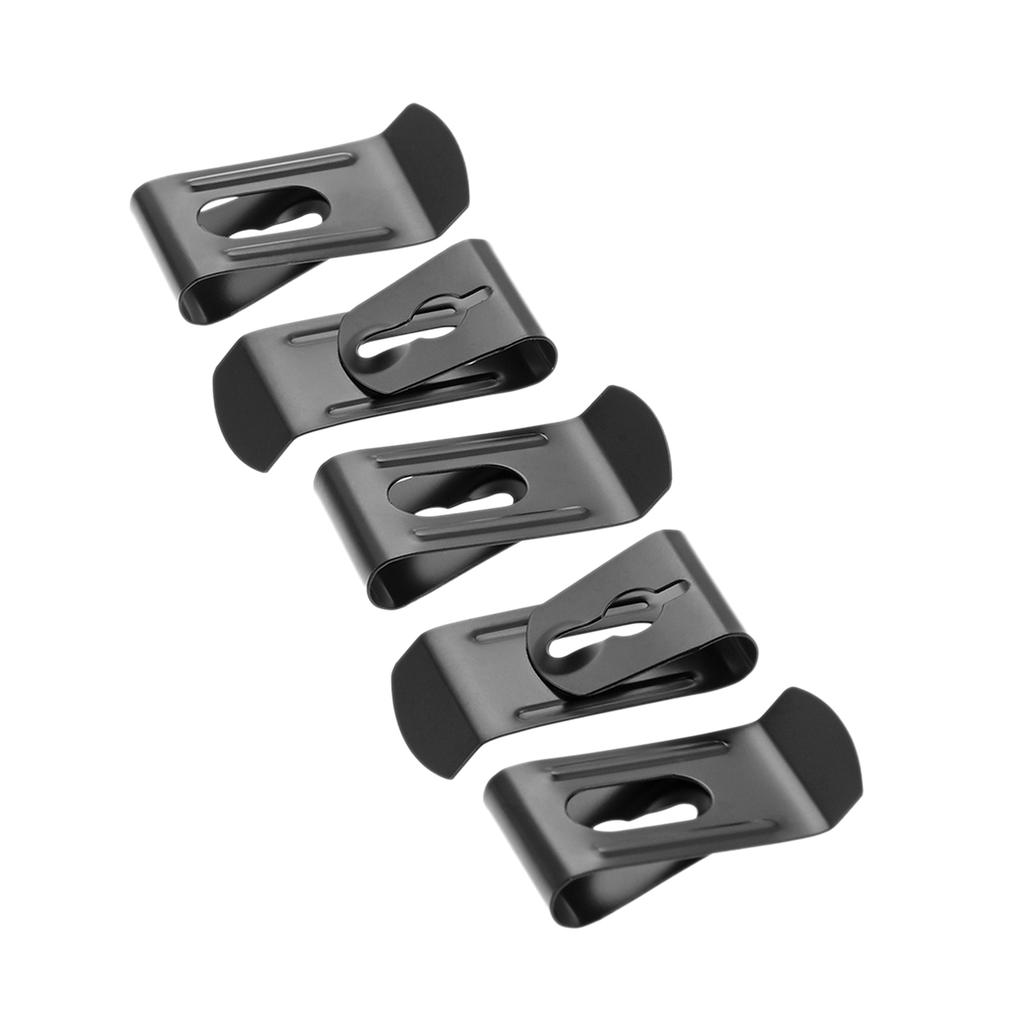 5Pcs Metal Spring Buckle Hook Belt Holster Sheath Clip with Hole Leather Case Wallet DIY Handbag Pouch Accessories Black/silver