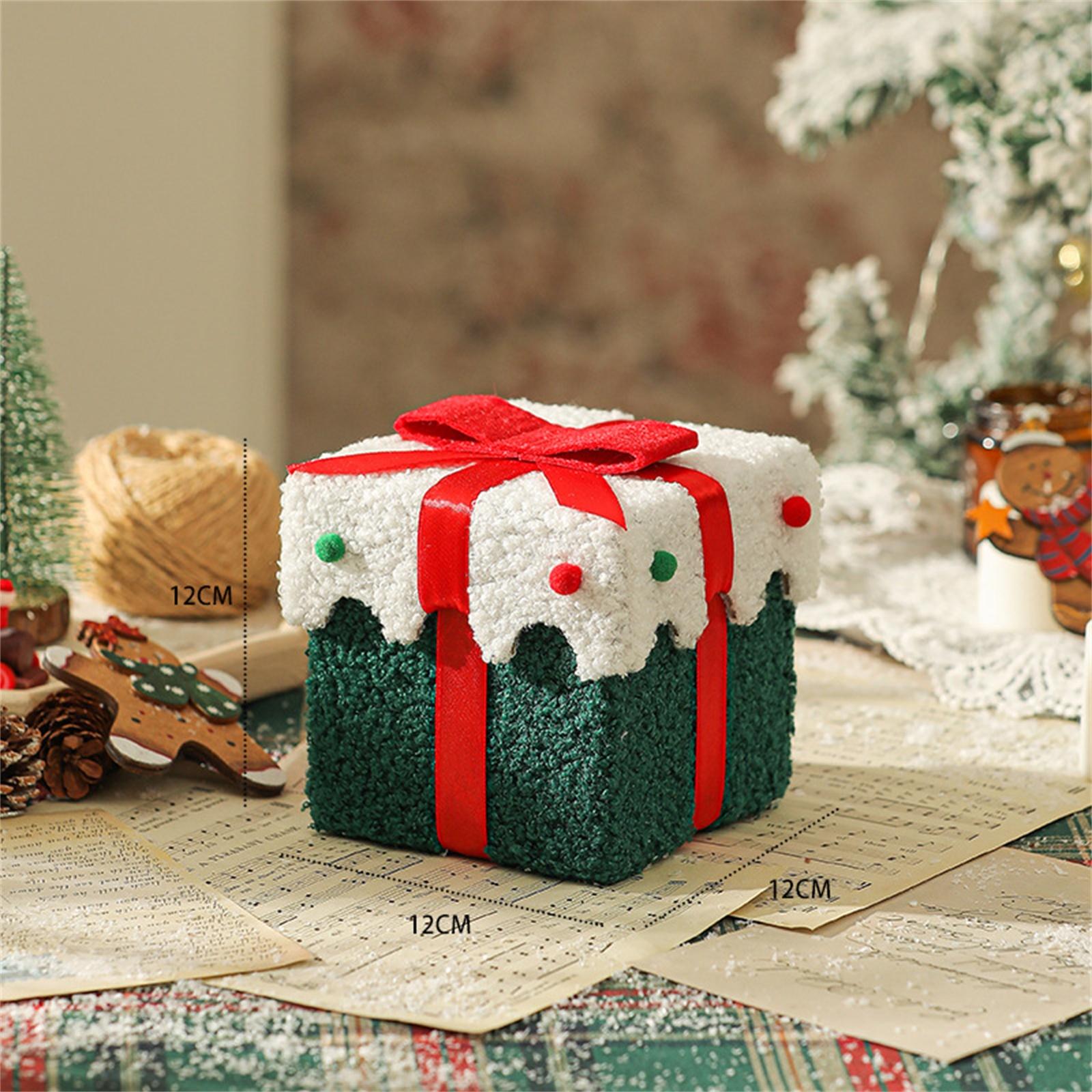 

Christmas Decoration Gift Box Thick Velvet Gift Box With Bow, Suitable For Christmas Indoor And Outdoor Home Garden Party Decoration One Size