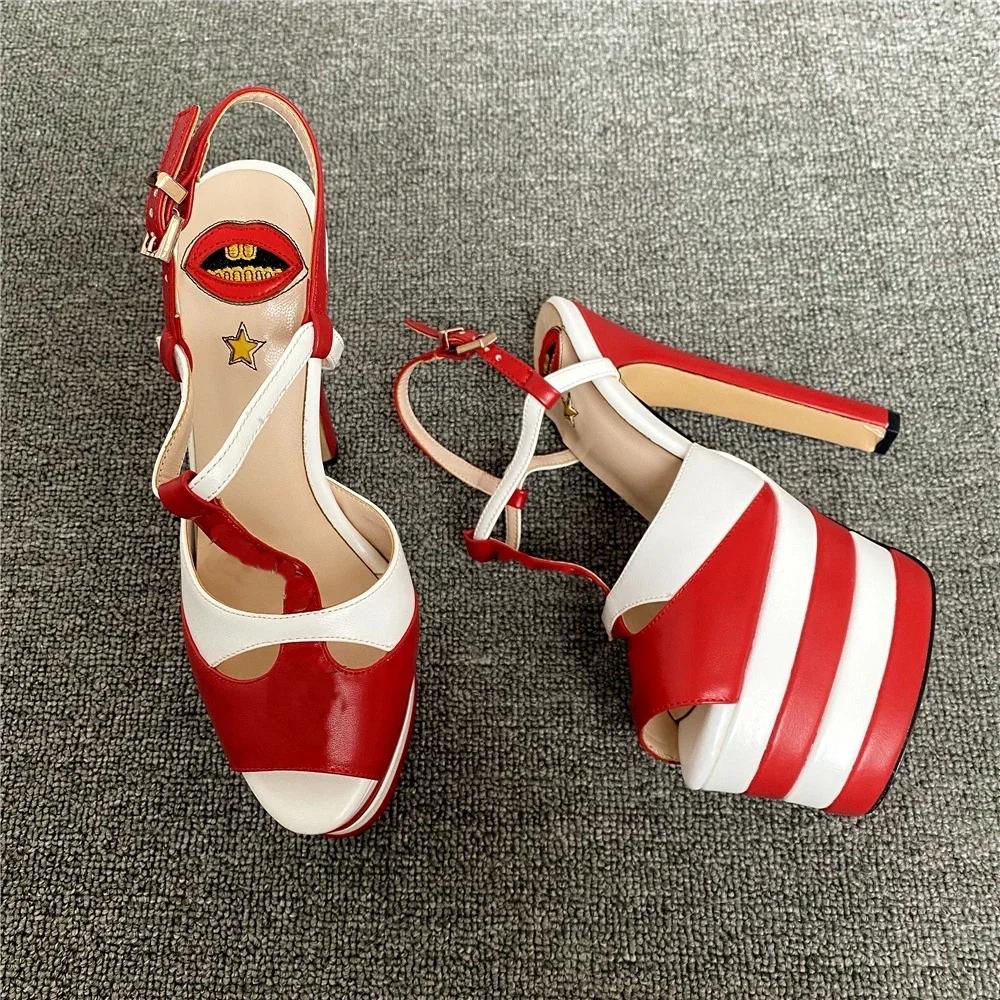 Fashion Brand Sexy Rivet 16cm High Heel Sandals Platform Party Wedding Ball T-stage Women Shoes High Quality Large 43summer Female Shoes