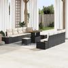 VidaXL 11-Piece Garden Sofa Set with Cushions Black Poly Rattan Acacia 3364710