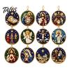 Festive Home Decoration 12PCS Christmas Tree 2D Flat Pendant, Pearl Acrylic Art Kits, Bright Fireplace Holiday Decor Color Classic Patterns