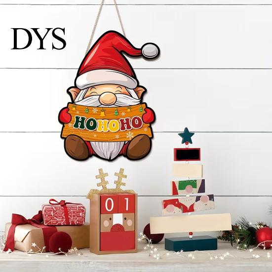 Decorative Hanging Signs Christmas Door Sign, Gnome Shape with Adjustable Hemp Rope, Vintage Tree Decorations Decoration Wall Signs, for Home
