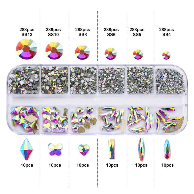 Electroplated Flat-Bottomed Nail Art Jewelry Glass Special-Shaped Rhinestone Set Nail Decoration Diy Jewelry Accessories