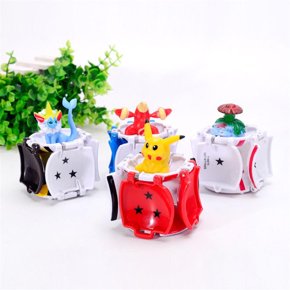 4PCS Pokemon Throw Pops PokeBall Cosplay Po p-up Elf Go Fighting Poke Ball Toy ~