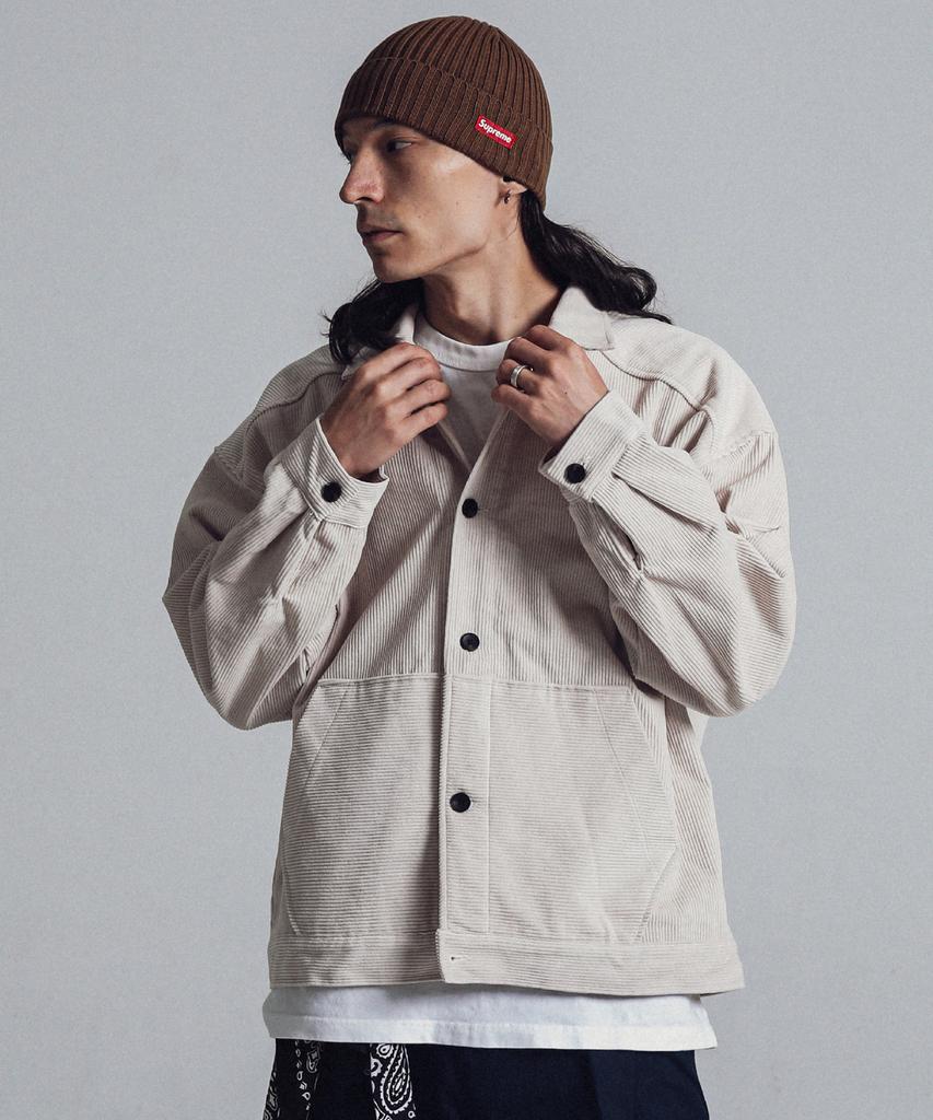 Stage Name 8W Corduroy Kangaroo Pocket Trucker Jacket_Cream Beige