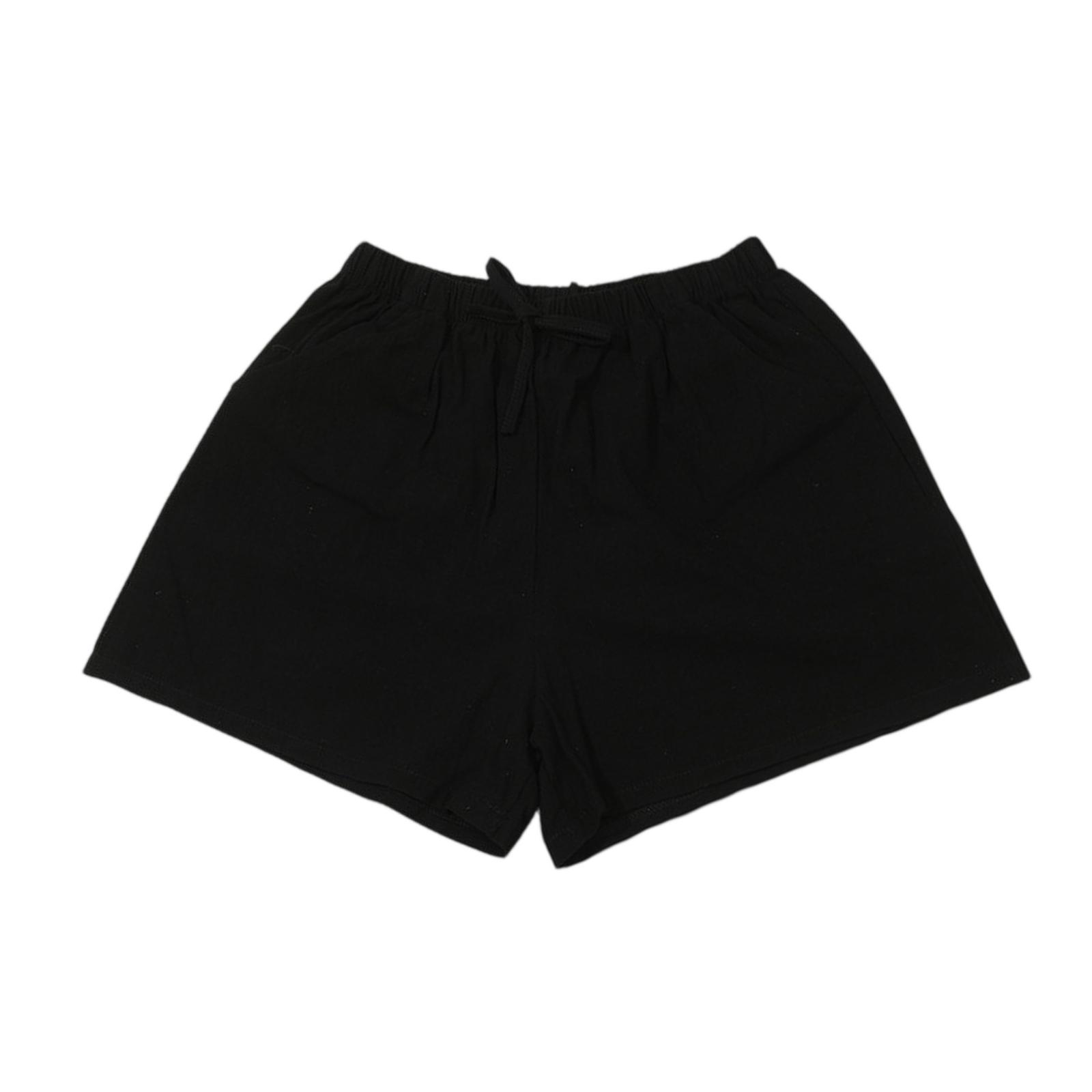 Kids Summer Drawstring Waist Shorts Elastic Waistband Casual Loose Fit Solid Color Lightweight Shorts for Boys and Girls L чёрный