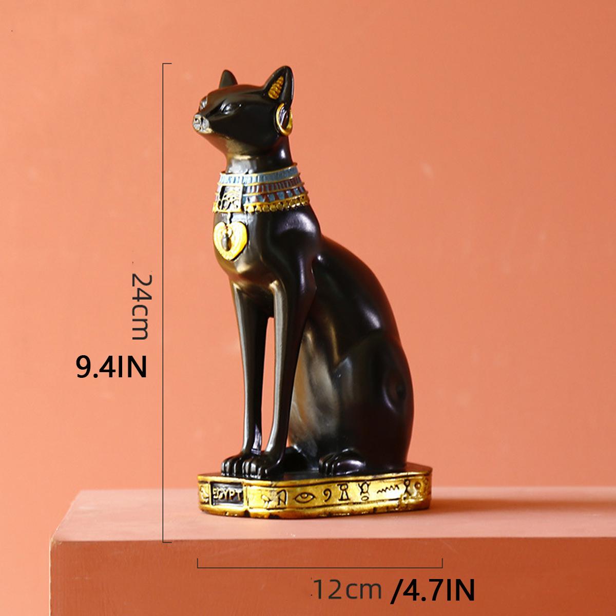 Creative Exotic Style Egyptian Cat Figurine Resin Handicraft. Practical Decorative Book Stand Candle Holder Soft Furnishing Gift. чёрный