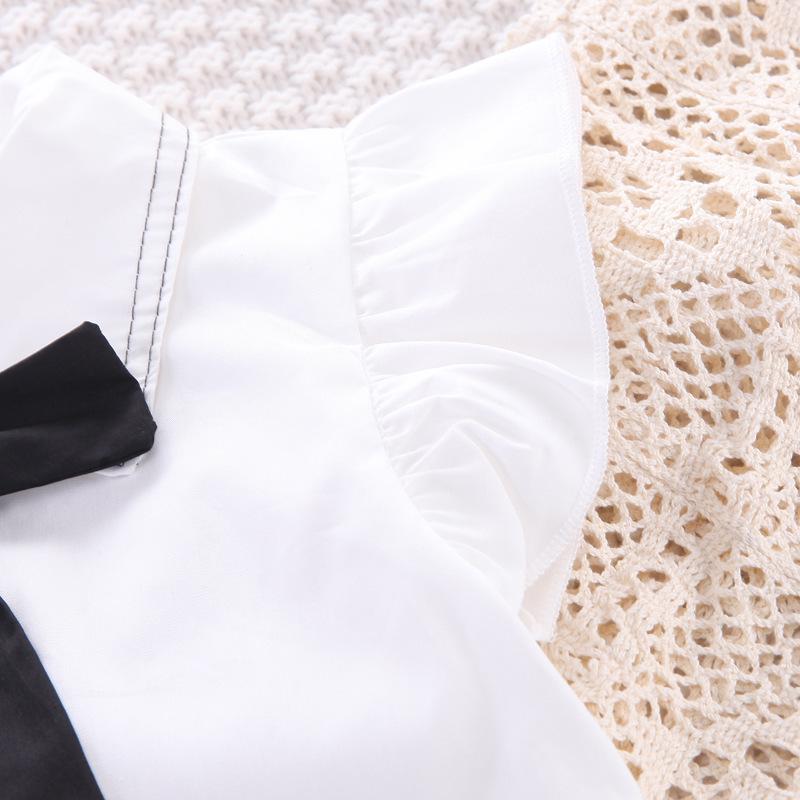 2025 Summer Trendy Girls' Two-Piece Set: Ruffled Sleeve Shirt & Bloomers