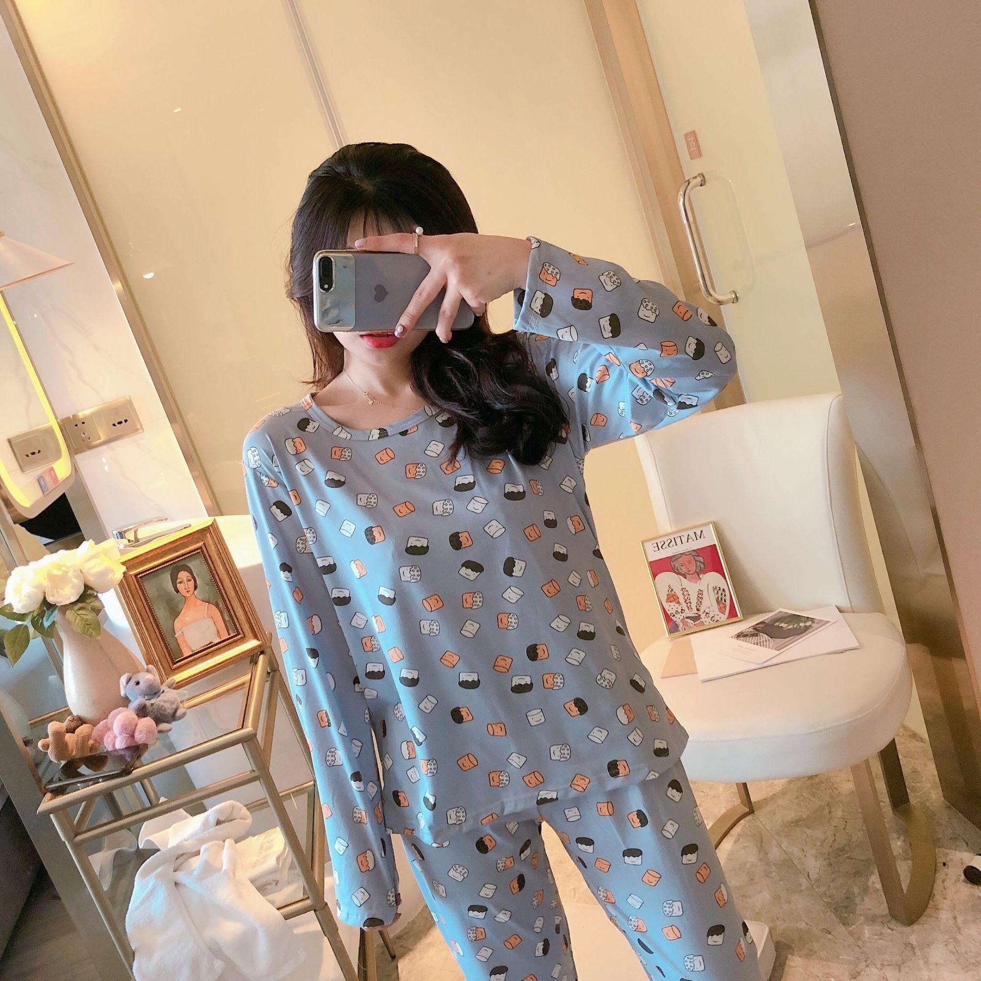 Женский осенне-зимний комплект пижамы с длинными рукавами и рисунком 2024 года — фото 13