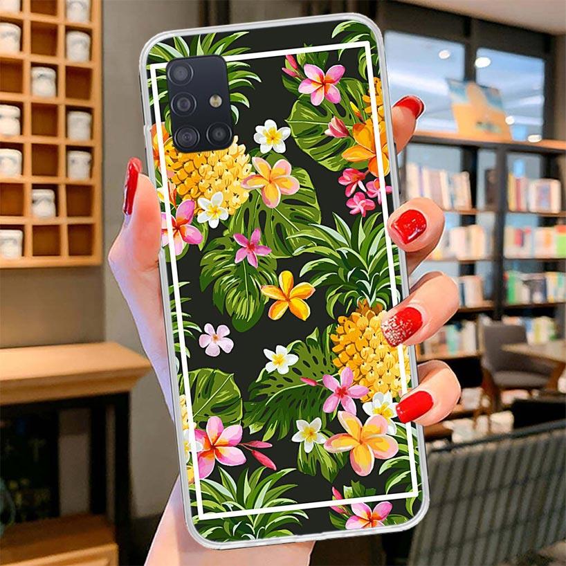 Black White Stripes Flower Cover Phone Case For Samsung Galaxy A12 A22 A32 A52 A72 A02S Phone Case Note 20 Ultra 10 S10 Plus A51