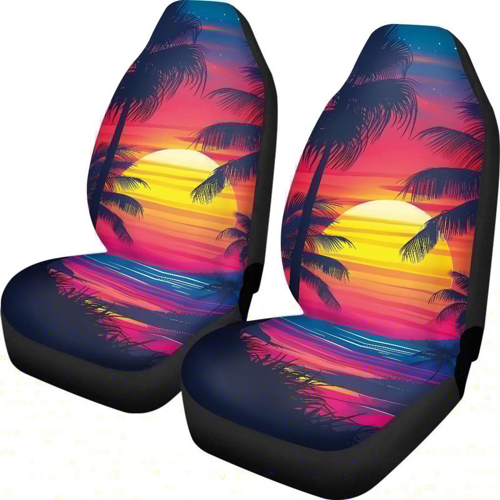 Turtle Seaside Fuso Flower Car Front Seat Cover Cushion Cover, Printed Seat Cover