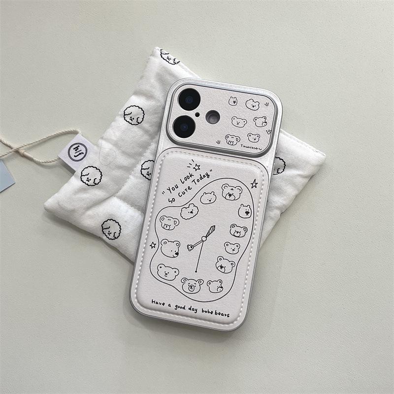 Little Bear Window Clock iPhone 15/14 Case - Apple 17/16 Pro Max Compatible, Anti-Drop Cover