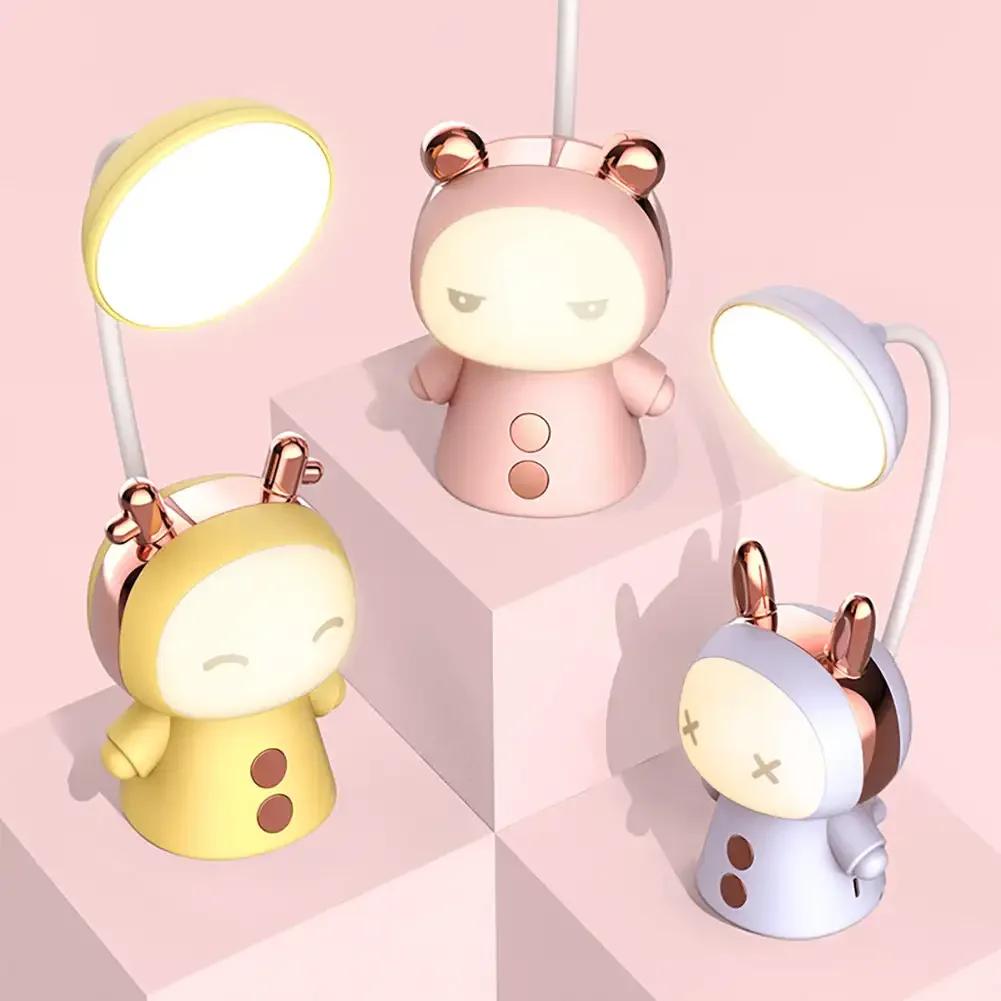 Cartoon Desk Lamp Eye Protection Energy-saving Reading Lamp USB Charging Sleeping Night Light LED Table Lamp for Kids Gift