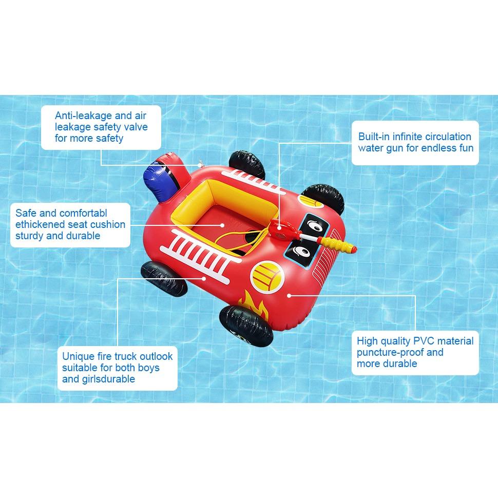 Zwemring voor kinderen met waterpistool, opblaasbare zwemband voor buitenspeelgoed, zwemring voor kinderen van 3-7 jaar, rubberboot met waterkanon