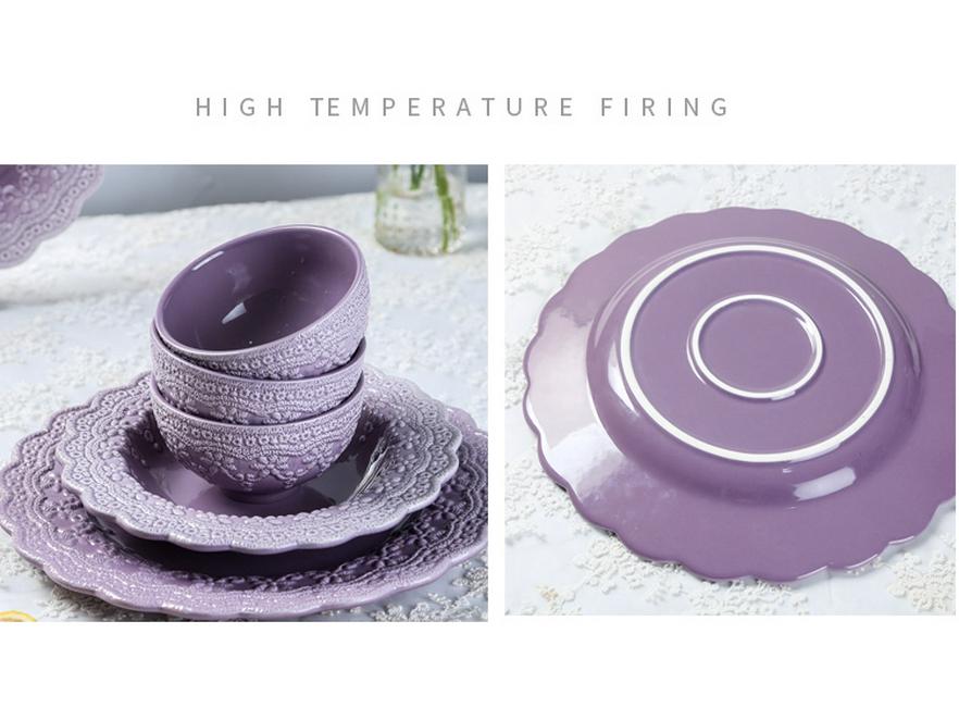 Nordic Style Purple Ceramic Tableware Set: Retro French Bowls, Plates & Dishes - Perfect Housewarming Gift