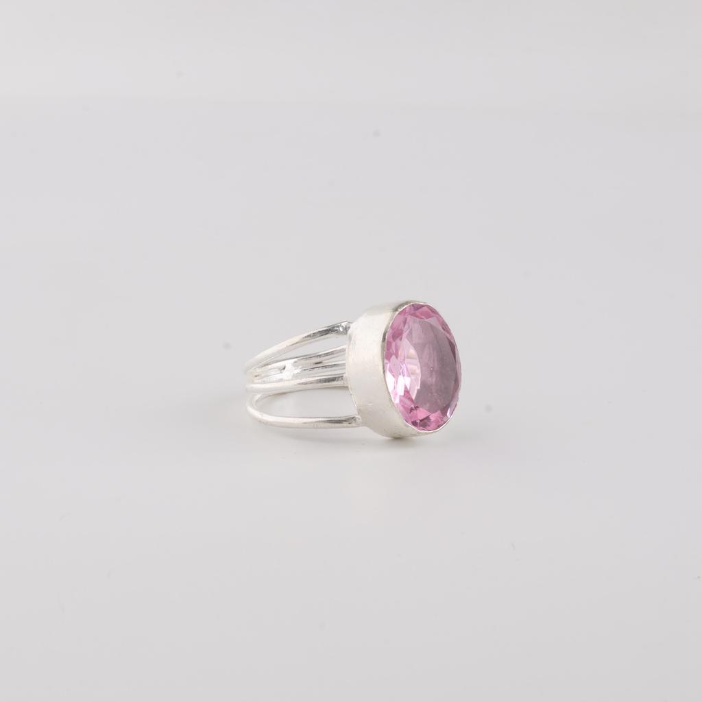 Morganite Gemstone Silver Elegant Ring, 925 Sterling Silver Handmade Morganite Jewelry, June Birth-Stone Gift, Anniversary Gift For Wife RR-73-13