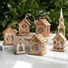 House Shape Light Decor Wood Material Hanging Charm Exquisite Christmas House Ornament  Home Layout