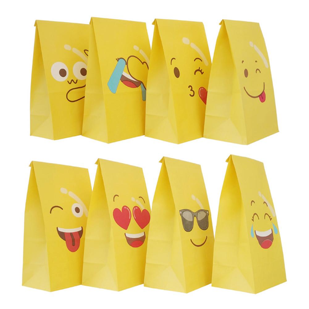 

48Pcs Pack Home Food Bags Expression Pattern Square Bottom Packaging Bag CateringOil Proof Gift Bag 48 pcs/package (6 in each of 8 colors)#0