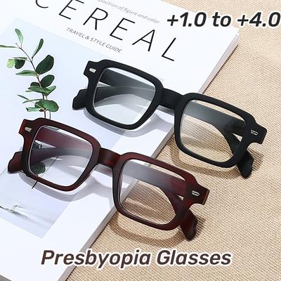 Fashion Versatile Presbyopia Glasses Frosted Three Color Rivet Frame Reading Glasses Anti Blue Light Square Far Sight Glasses