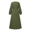 2024 Retro Puff Sleeve Dress: Elegant Solid Color Muslim Women's Clothing for Spring and Autumn