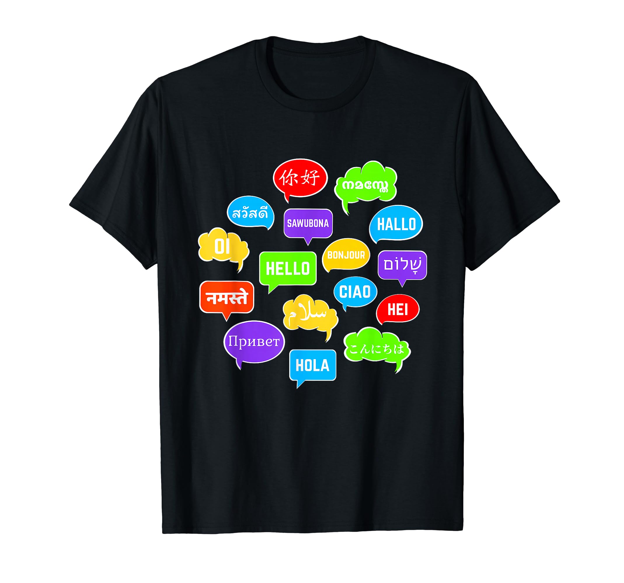 

Multilingual Hello Speech Bubbles Globetrotter Translator T-Shirt