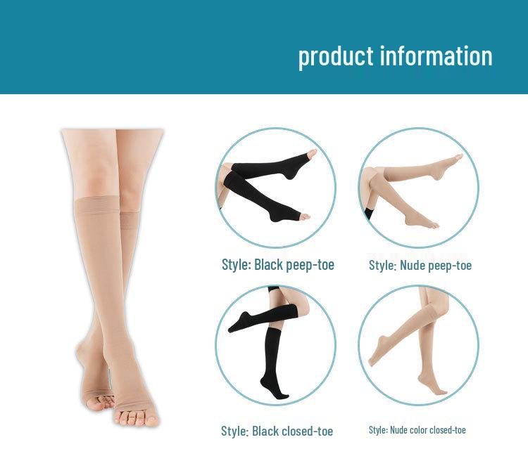 Class 1 Compression Calf Socks 15-21mmHg for Nurses and Aviation, Anti-Varicose Vein, Elastic Mid-Calf Design