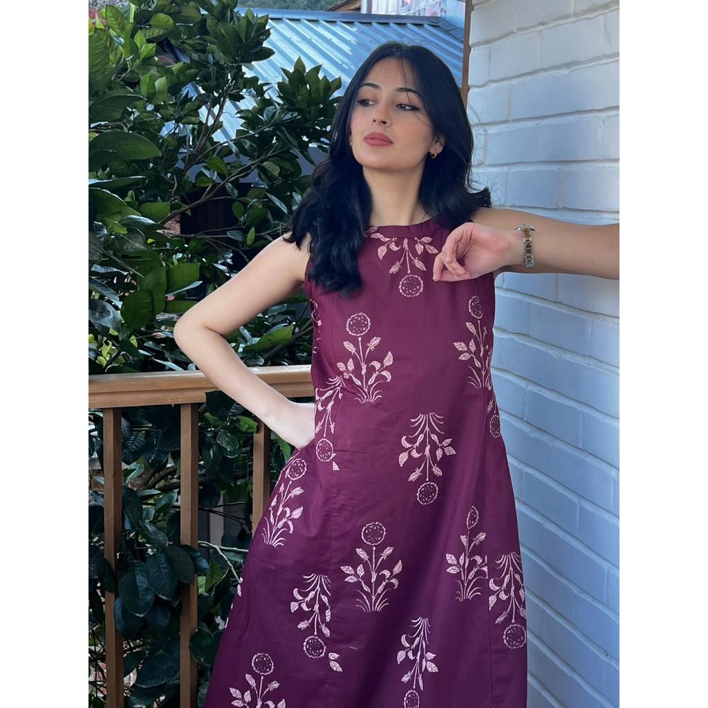 Floral Printed Sleeveless Top Kurti Palazzo Set Indian Women's Kurta Cord Set