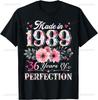 36 Year Old Made in 1989 Floral 36th Birthday Gifts Women TShirt Print Original Design Gifts T Shirts Casual Camisas Streetwear