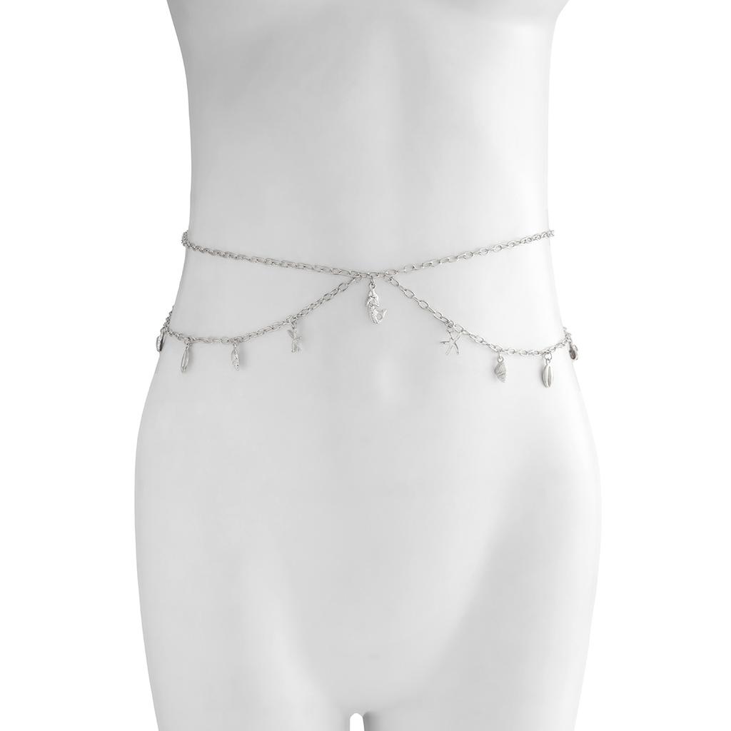 Sexy Metal Sun Star Moon Pendant Waist Chain, Sexy Holiday Wind Starfish Shell Body Chain Female