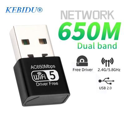 650 Мбит / с беспроводной WiFi-адаптер Mini USB 2.0 Wi-Fi Dongle USB Ethernet Receiver Transmitter 2.4G & 5G Двухдиапазонная сетевая карта без драйверов для ПК Ноутбук