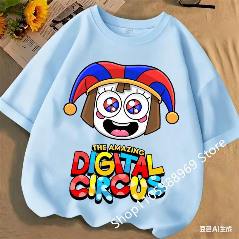 2026 Cute Pomni T-Shirts Children The Amazing Digital Circus Short Sleeve Casual Fashion Printed Boys Girls Tops Spring Summer