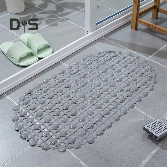 PVC Anti-slip Bath Mat Solid Color Home Kitchen Hotel Bathroom Shower Floor Mat with Suction Cup Soft Non-slip Bathtub Massage Pad Rug