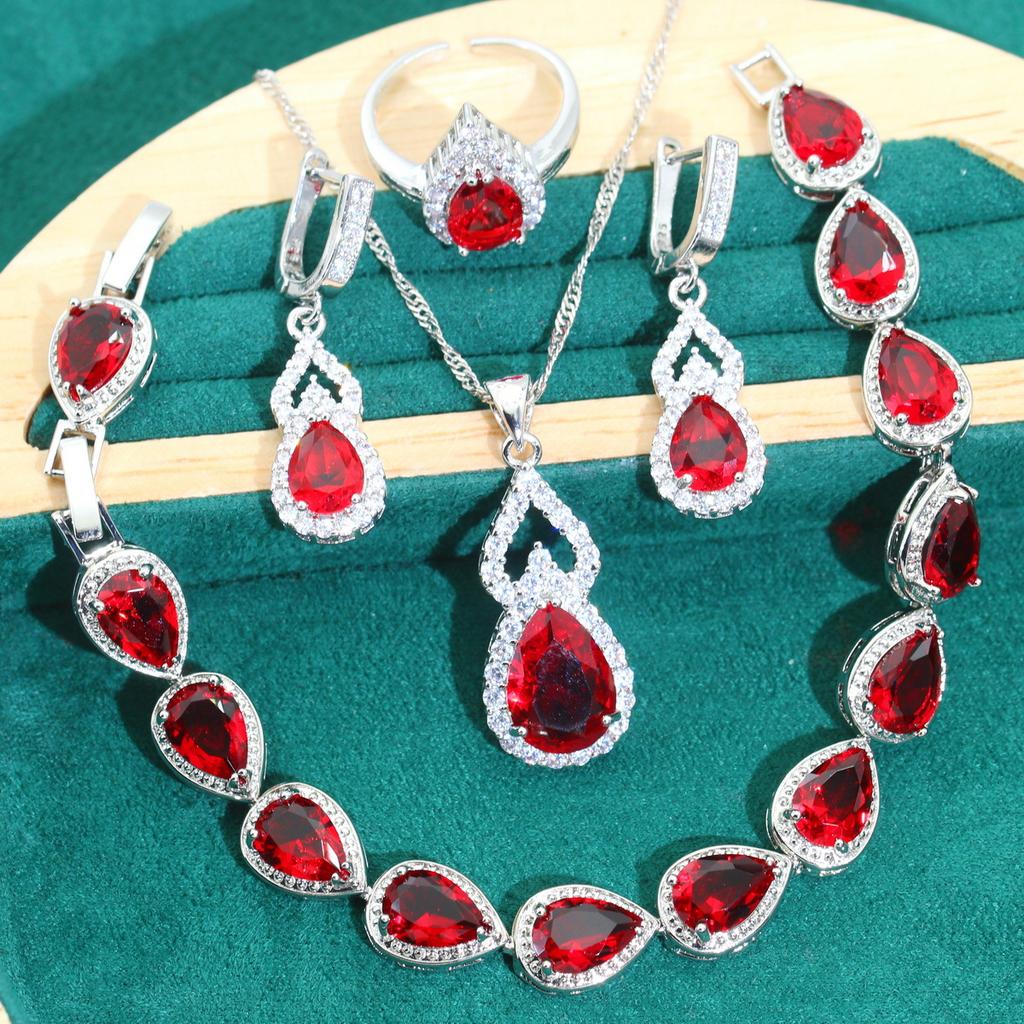 Europe and The United States Dinner Party Dress Sets Noble Fashion Water Drop Zircon Suit Color Anti Allergy