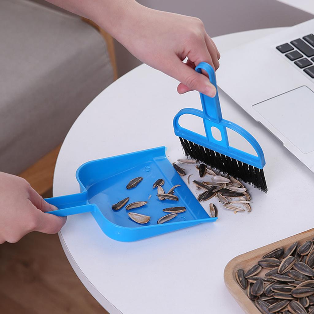Small Hand Broom Dustpan Set Multifunctional Portable Table Top Brush Cleaning Tools for Keyboard Computer