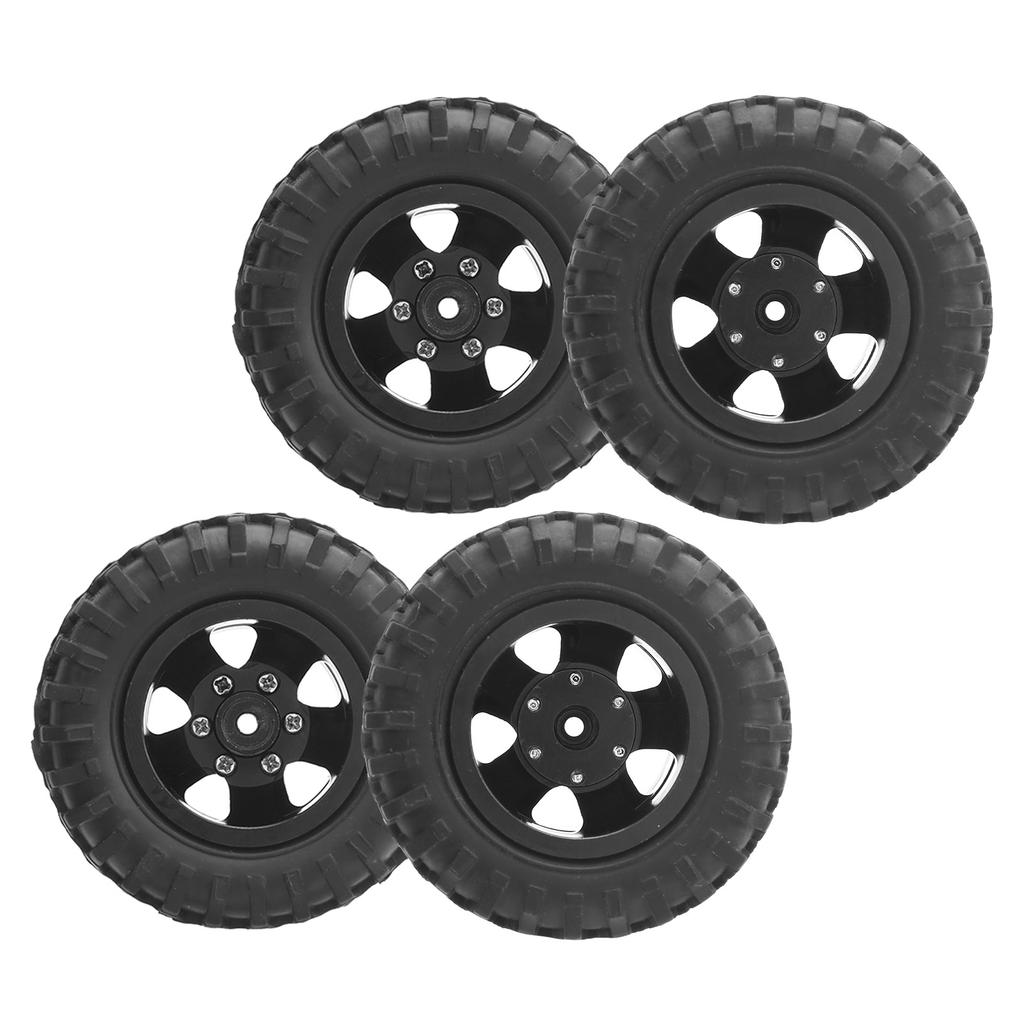 2Pcs RC Rear Twin Tire Wheel Tyre 55mm Dia Fit for WPL D12 1 10 Remote Control TruckBlack