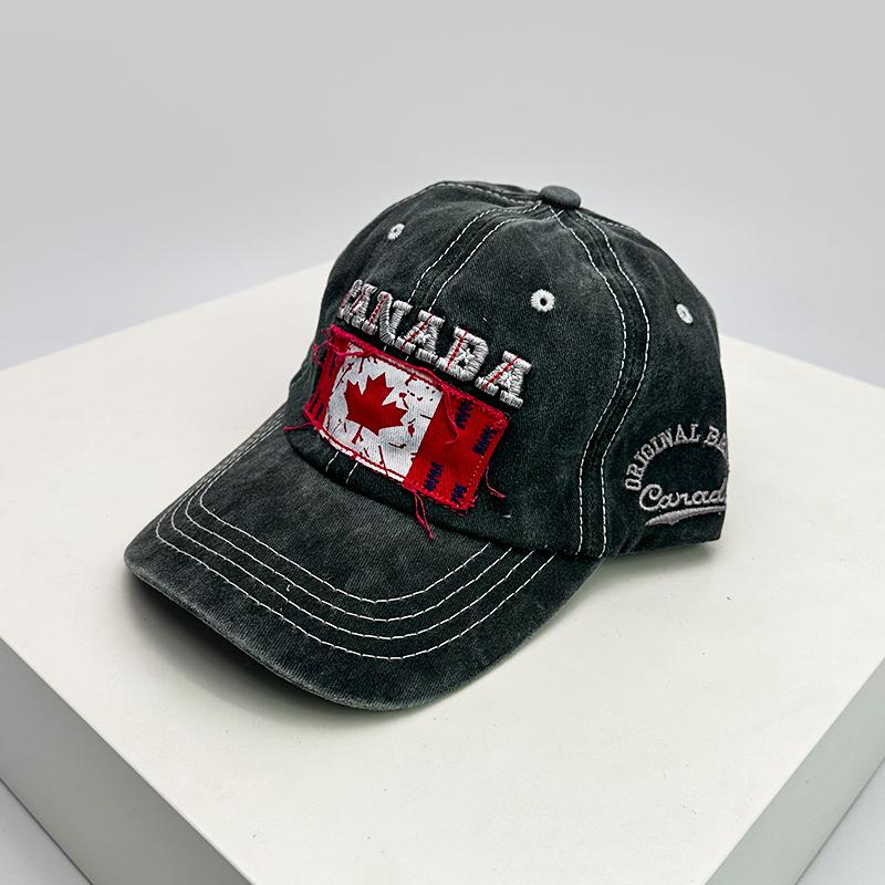 Neue Unisex Baseballkappen mit Stickerei der kanadischen Flagge, atmungsaktiv, Retro-Sonnenschutz, distressed, Schirmmützen, vielseitig, Mode, Freizeit