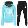 Spring and Autumn Winter Casual Sportswear Set with Love Letter Printed Women's Hoodie and Sweatshirt Set Trendy